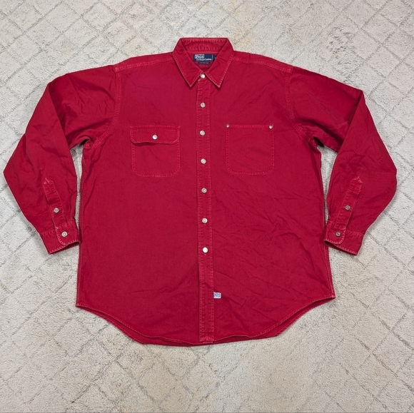 Polo Ralph Lauren Other - Polo Ralph Lauren Shirt Mens XL Red Workwear Heavy Cotton Twill Rugged Outdoor